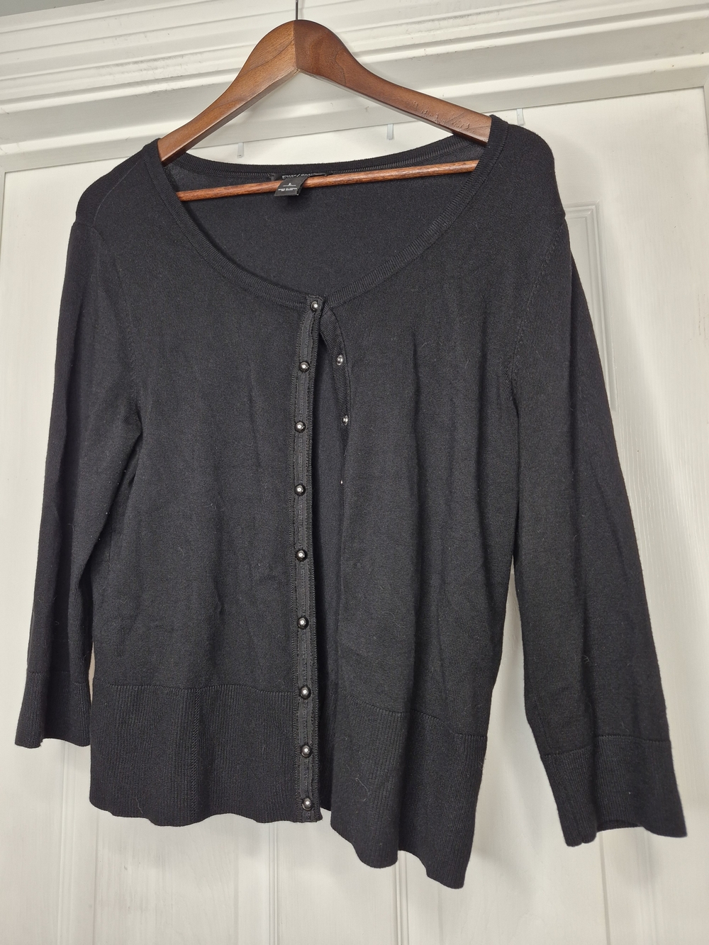 White House Black Market Black Button-Front Women's Cardigan Large